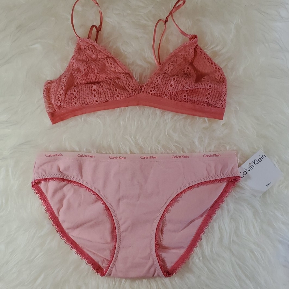 Calvin Klein triangle bra+cotton bikini underwear